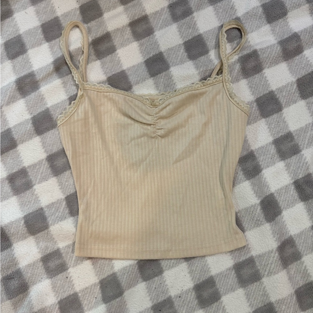 Cream Ribbed Camisole Top